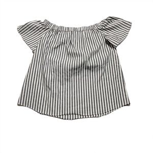 Vince Camuto Striped Off Shoulder Wide Neck Short Sleeve Boho Blouse Size Small